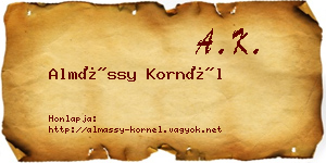Almássy Kornél névjegykártya
